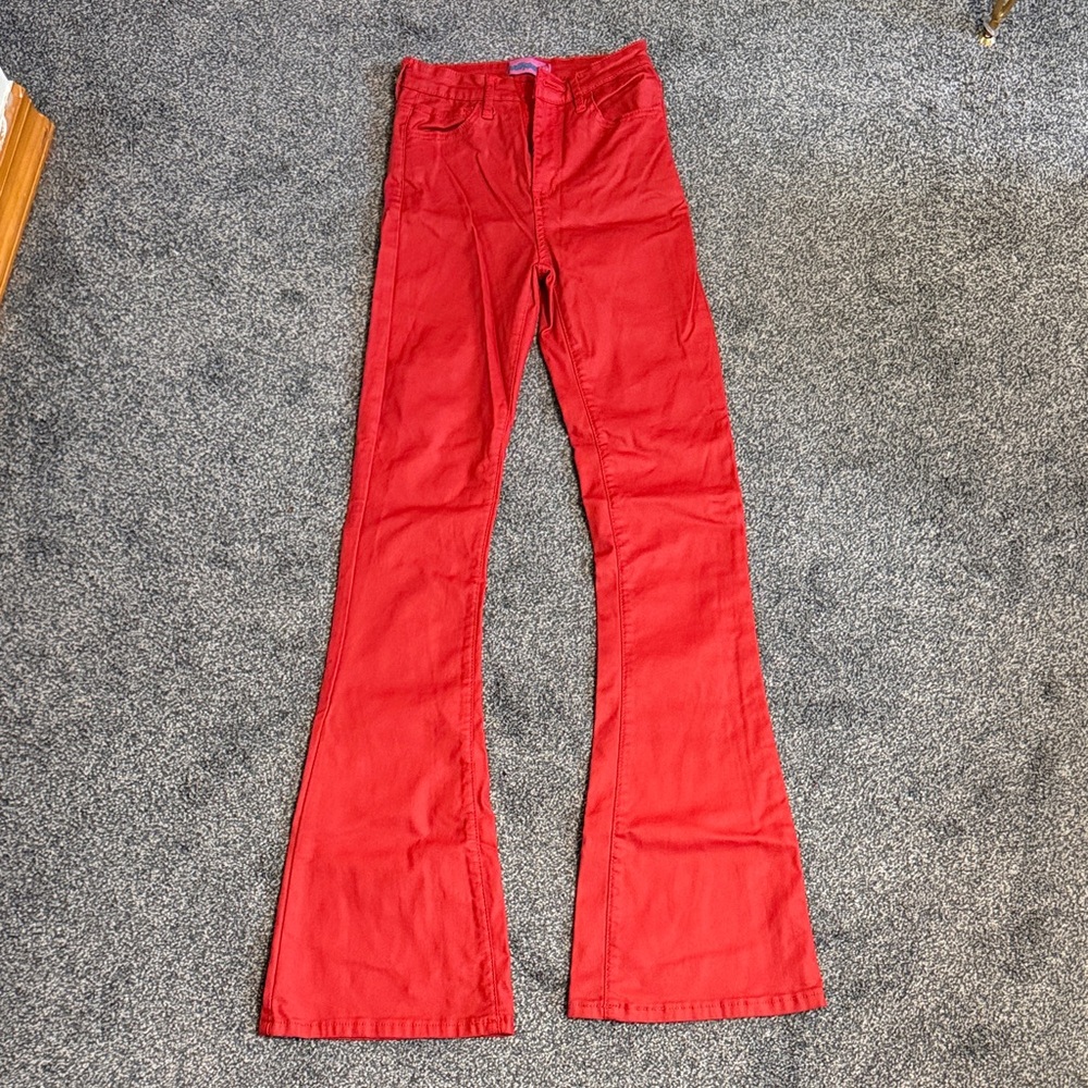 Edikted Red Boot-Cut Flare Pants